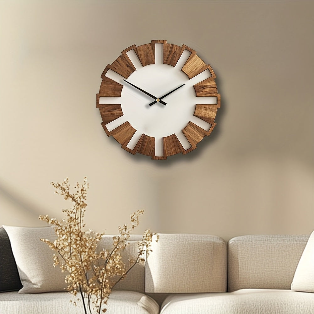 Horloge Murale en Bois Rustique avec Mécanisme Silencieux – Design Intemporel pour Salon, Bureau et Chambre à Coucher