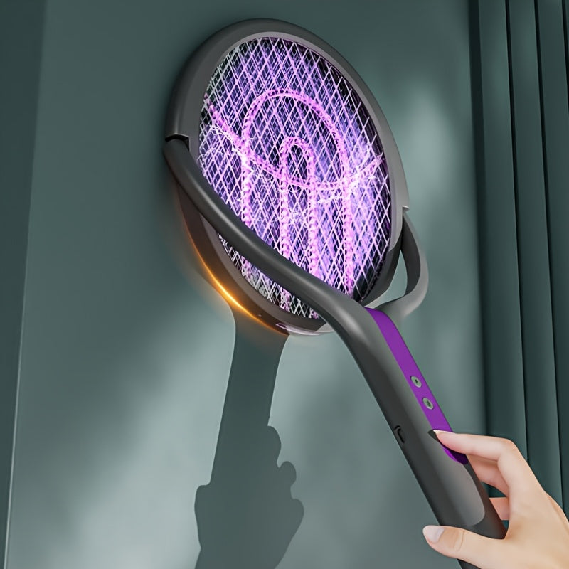Zapper à Insectes Électrique Pliable – Rechargeable avec Manche Télescopique