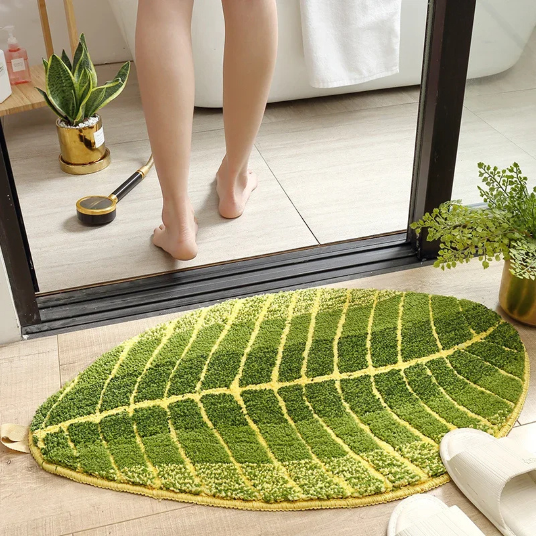 Tapis de bain VelvetLeaf | Tapis de bain Flocke à l'aspect luxueux et à la technologie antidérapante