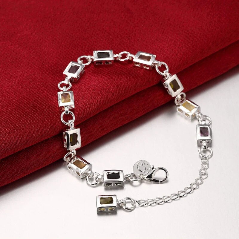 Bracelet en argent zircon multicolore