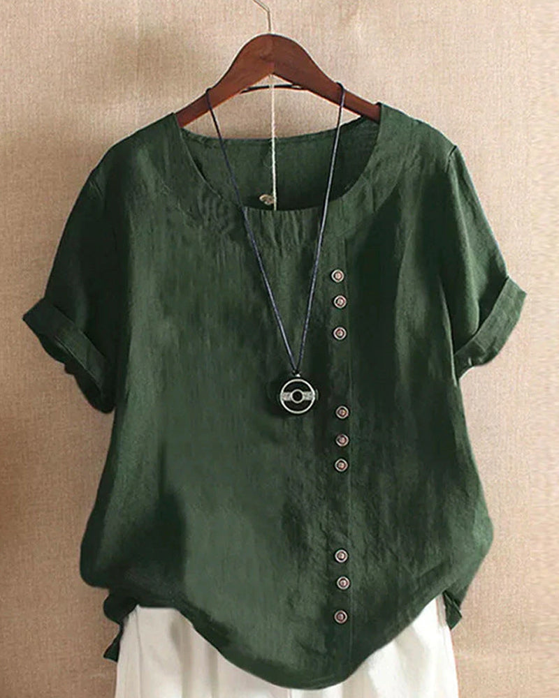 T-shirt Uni à Manches Courtes et Col Rond – Samantha