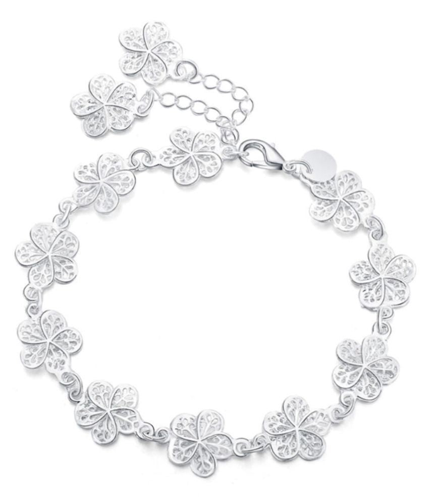 Bracelet en métal argenté en filigrane