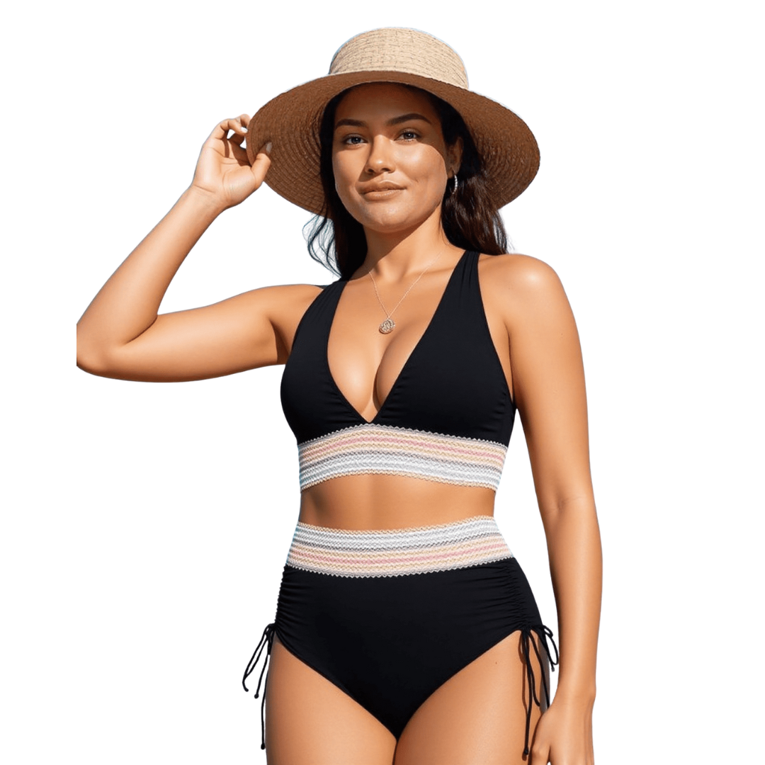 Bikini élégant, taille haute, sculptant