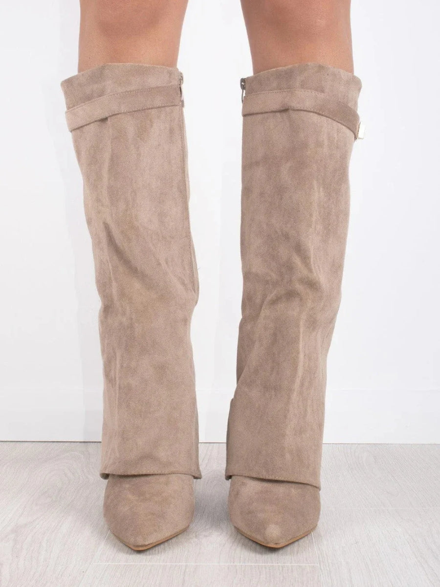 Bottes hautes modernes en suède pour femmes