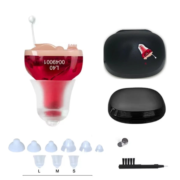 Amplificateurs Auditifs Invisibles Rechargeables | Son Clair Sans Feedback | Inclusif Écouteurs Supplémentaires et Kit de Nettoyage | Adapté pour Perte Auditive Légère à Sévère | Design Discret avec Longue Durée de Vie de la Batterie | Confortable pour un