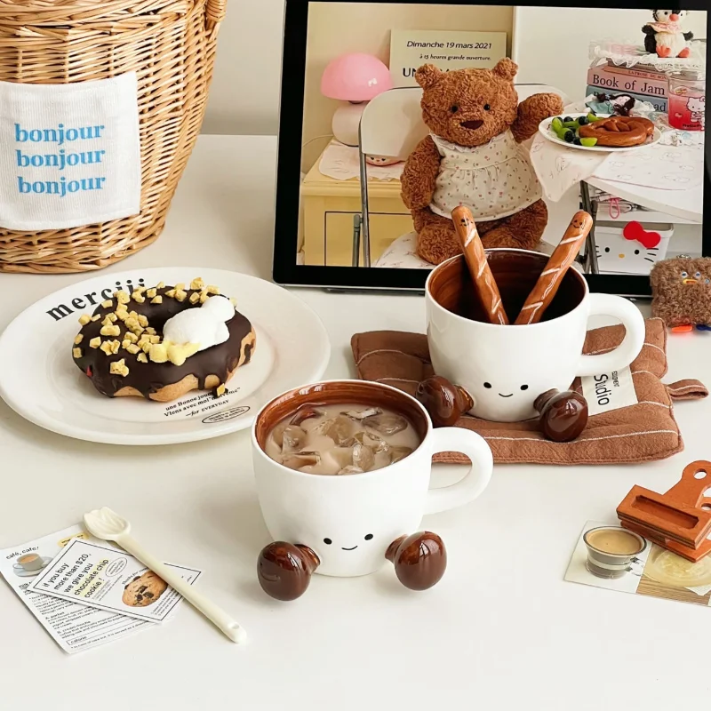 Tasse à café en céramique Kawaii à pincement de main – Mug esthétique élevé pour dortoirs, cadeaux et moments cocooning