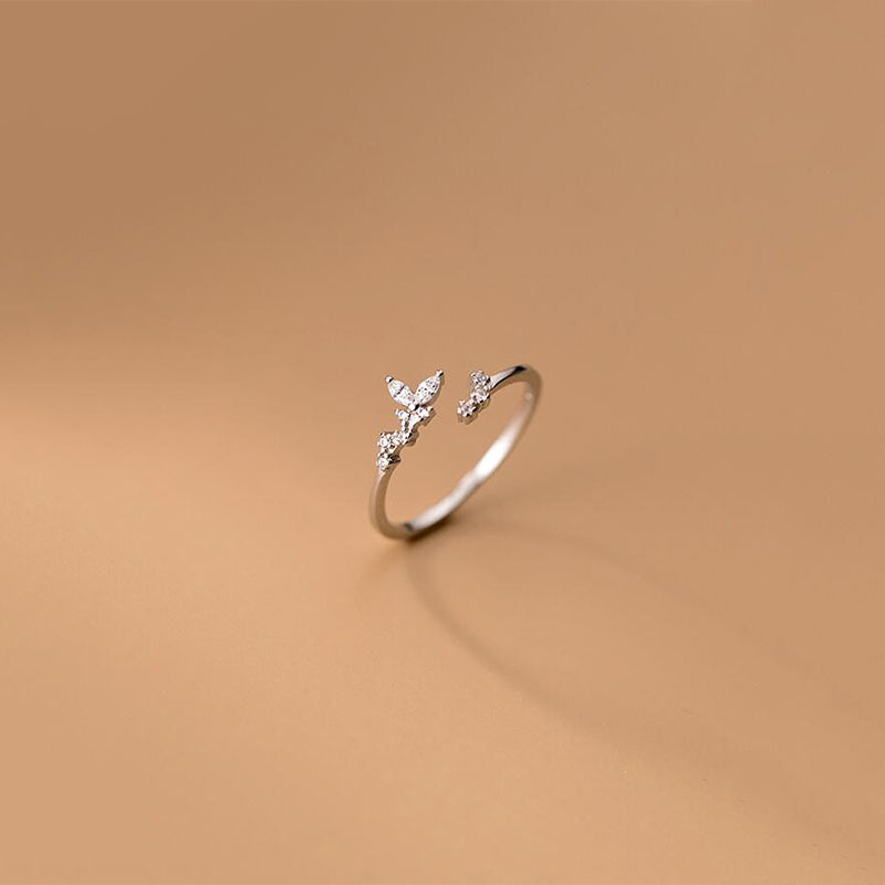 Bague en argent étroite avec zircon (ajustable)