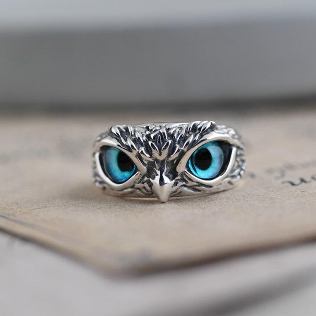Bague Charms Hibou en Opale Argentée – Ophelia