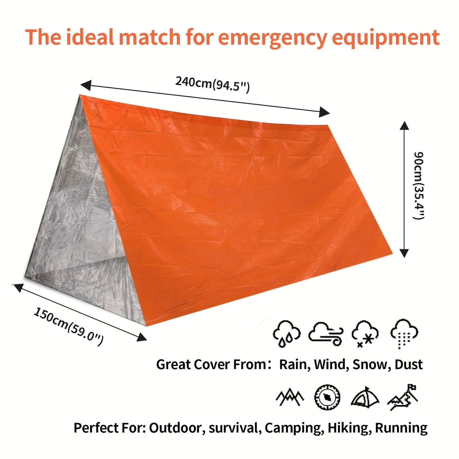 Tente d'Urgence Survivor - Tente de Secours Imperméable pour 2 Personnes