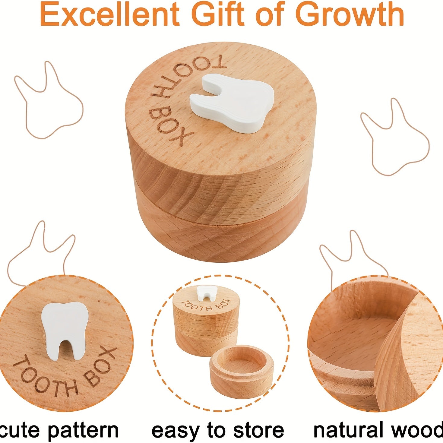 Boîte de Fée des Dents pour Enfants - Boîte à Dents en Bois en Souvenir