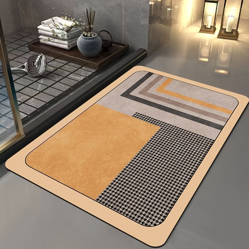 Tapis de Bain Géométrique Luxe - Pour Salles de Bains Élégantes