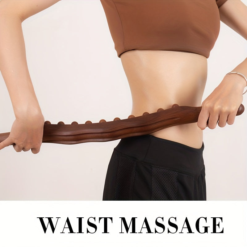 Bâton de Massage en Bois avec 31 Perles – Détente Musculaire Profonde