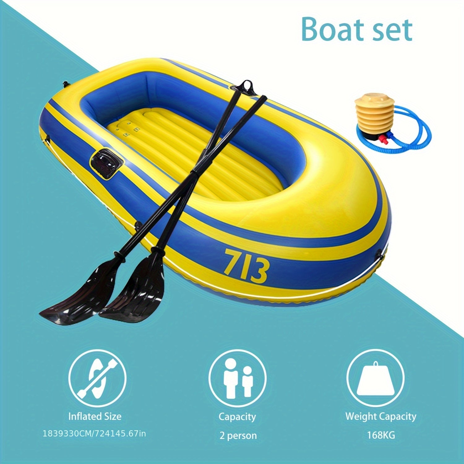 Bateau de Pêche Gonflable – Bateau en PVC Léger pour 2 Personnes avec Pagaies
