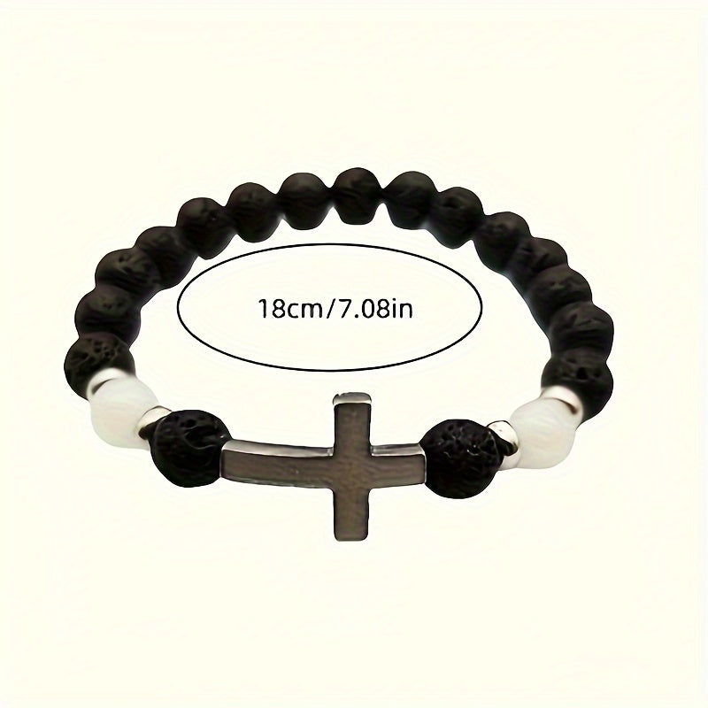 Bracelet Kralen Lumineuse dans le Noir avec Croix - Pour un Style Unique
