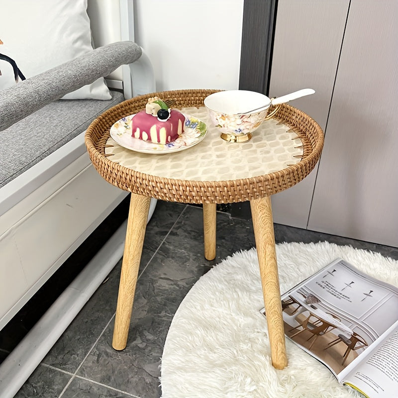 Table d'appoint en rotin scandinave - Elin