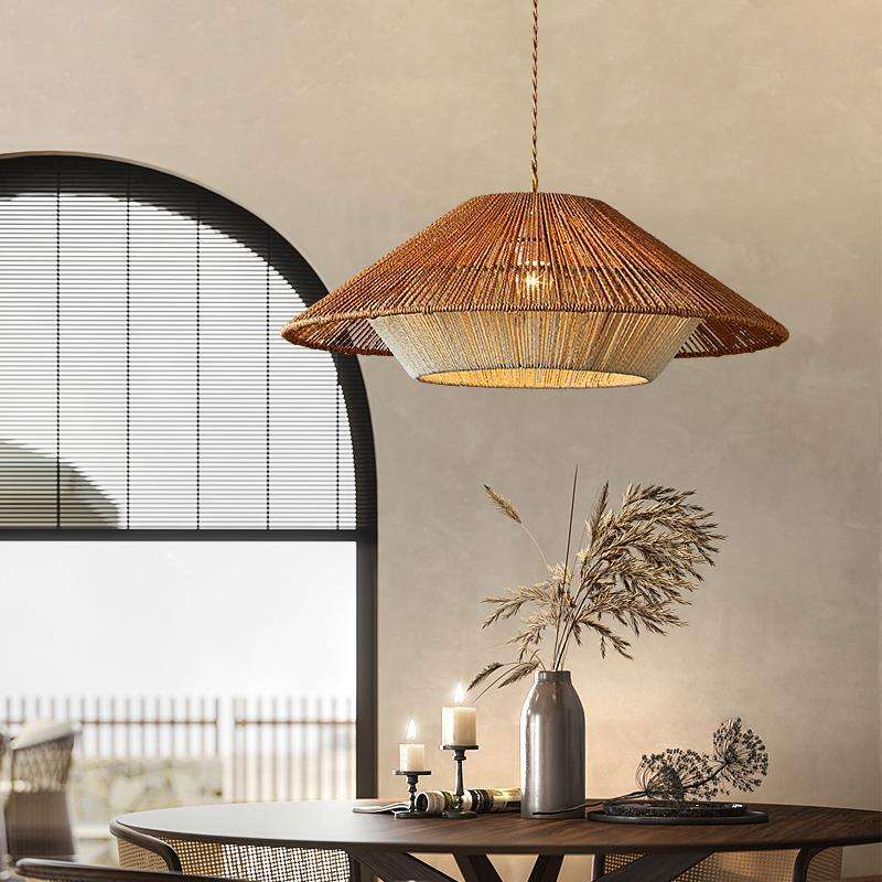 Suspension en osier japonais pour décoration intérieure bohème et éclairage de salle à manger