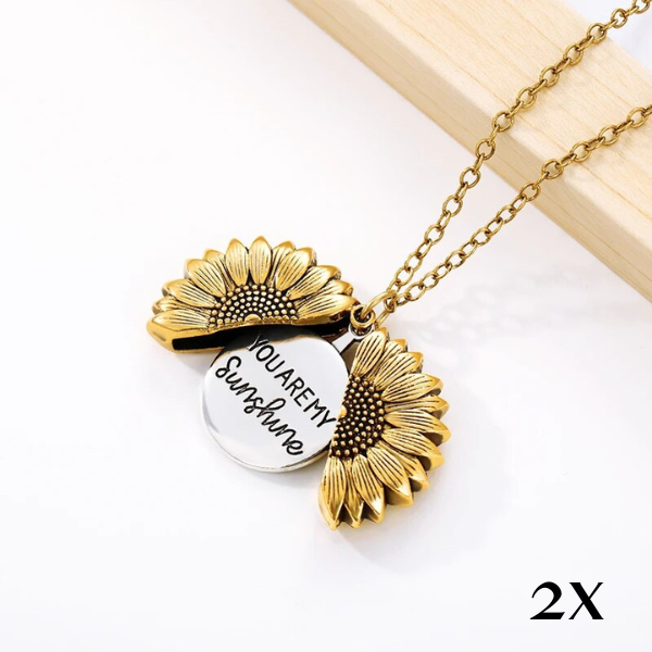 Tu es mon rayon de soleil Médaillon tournesol collier