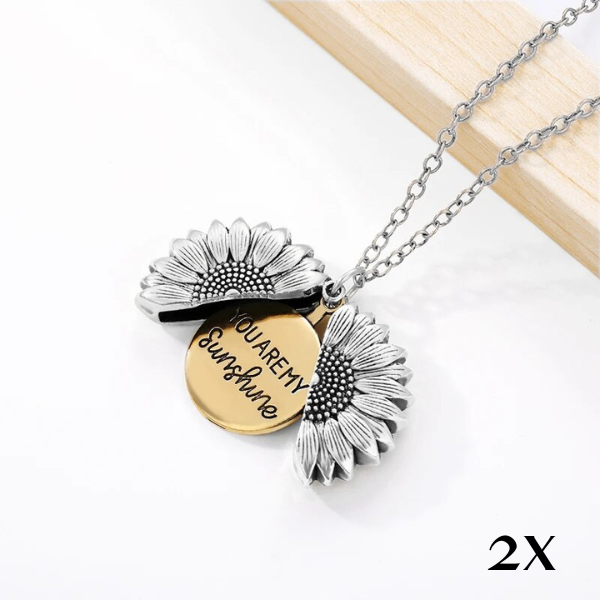 Tu es mon rayon de soleil Médaillon tournesol collier