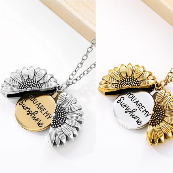 Tu es mon rayon de soleil Médaillon tournesol collier