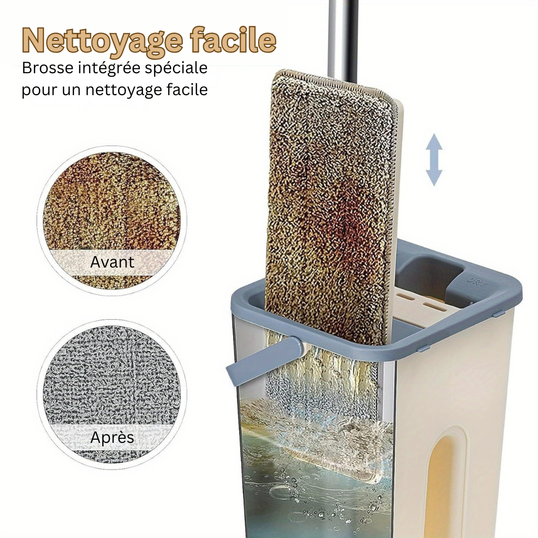 Système de Balai et Seau LuxiClean Elite | Balai en Microfibre 360° avec 4 Seaux Polyvalents pour un Nettoyage des Sols Sans Effort