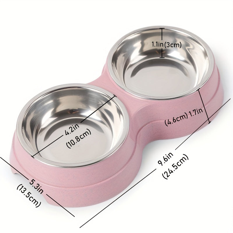Bols Doubles en Acier Inoxydable pour Animaux de Compagnie – Parfait pour Manger et Boire