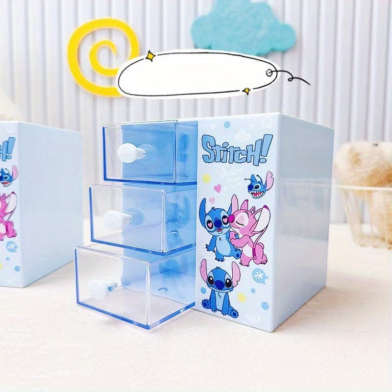 Boîte de Rangement Disney Stitch 3 Compartiments – Organisateur Multifonction pour Bureau, Bijoux et Jouets