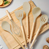 SilkChef Ensemble d'Ustensiles en Silicone de Luxe | Ustensiles de cuisine antiadhésifs et sécurisés avec manches en bois, modernes et lavables