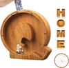Tirelire TreasureNest | Tirelire en bois personnalisée avec des motifs de lettres de l'alphabet