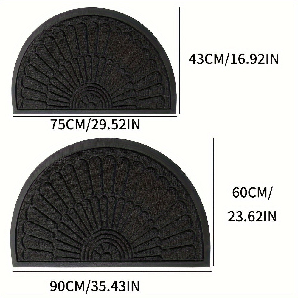 Tapis de Porte en Caoutchouc Durable - Design Demi-Rond pour Intérieur et Extérieur