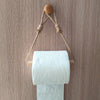 Support à Papier Toilette Rustique – Corde Macramé et Bâton en Bois pour Salle de Bain