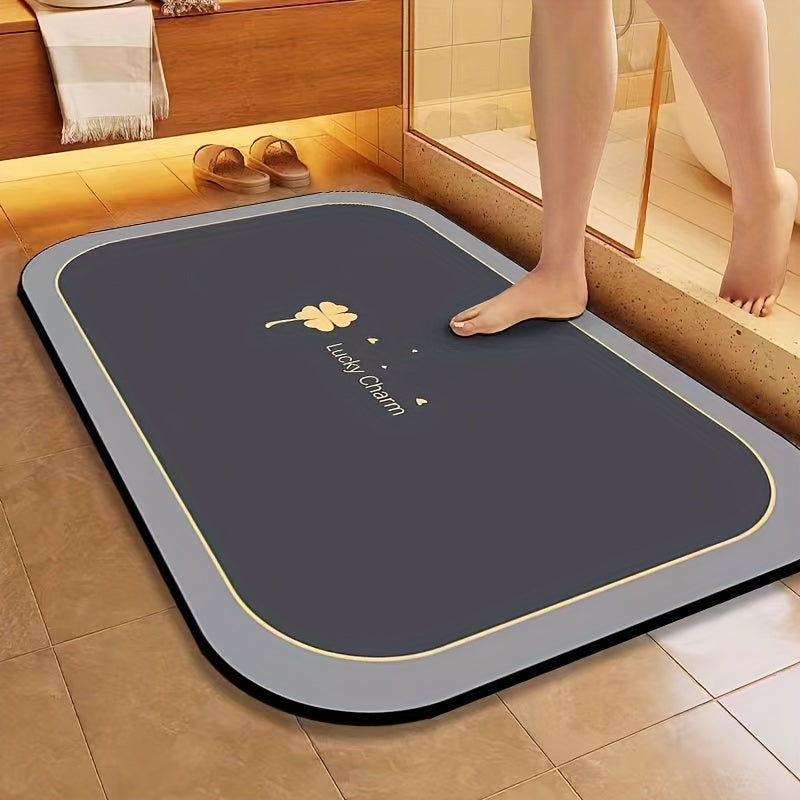 Tapis de Salle de Bain Sèche Rapide Lucky Charm - Design Géométrique Antidérapant pour Douche et Entrée