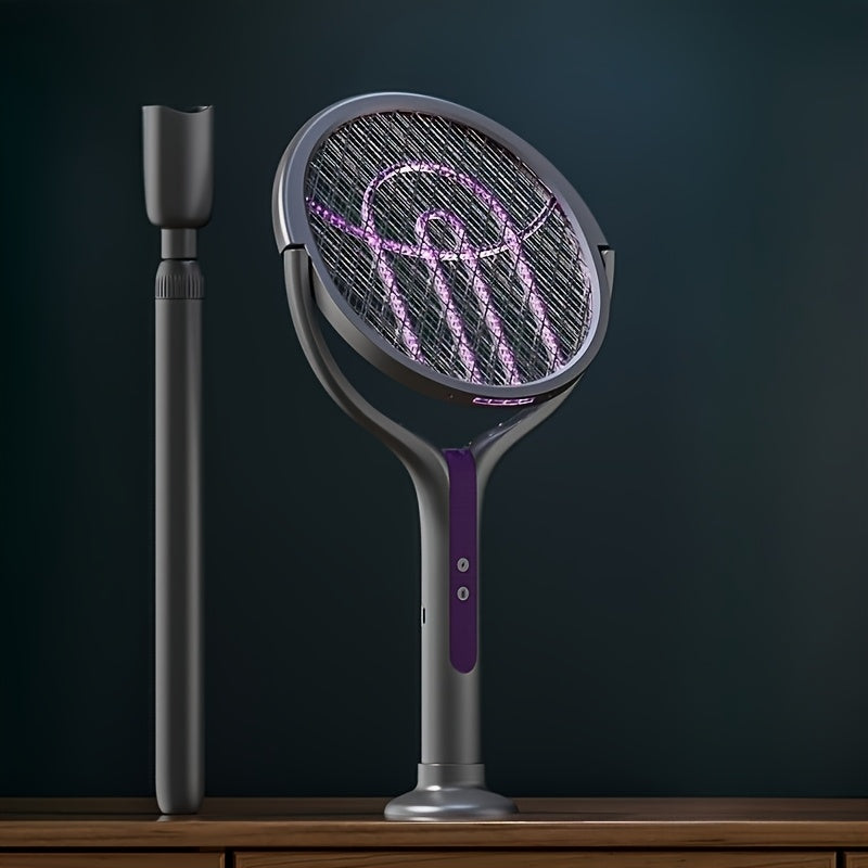 Zapper à Insectes Électrique Pliable – Rechargeable avec Manche Télescopique