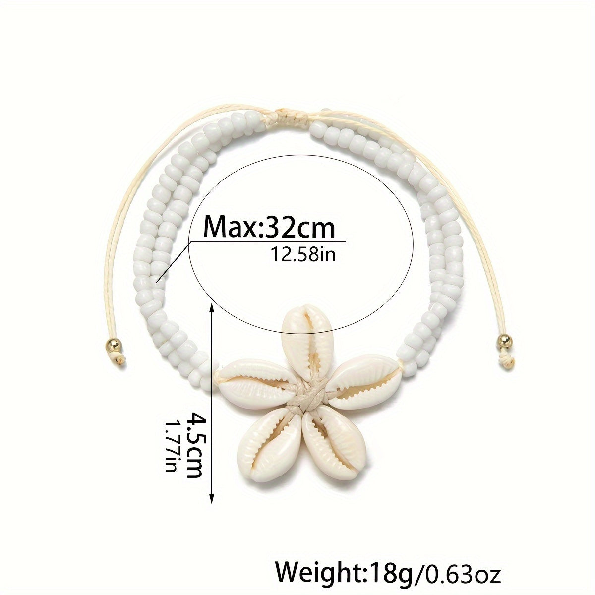 Bracelet de Cheville Bohémien avec Fleur en Coquillage - Accessoire Élégant pour l'Été et les Vacances