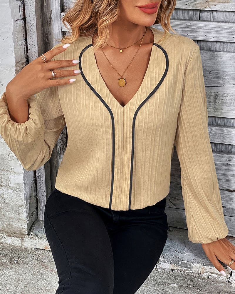 Blouse à Manches Longues et Col en V - Alina
