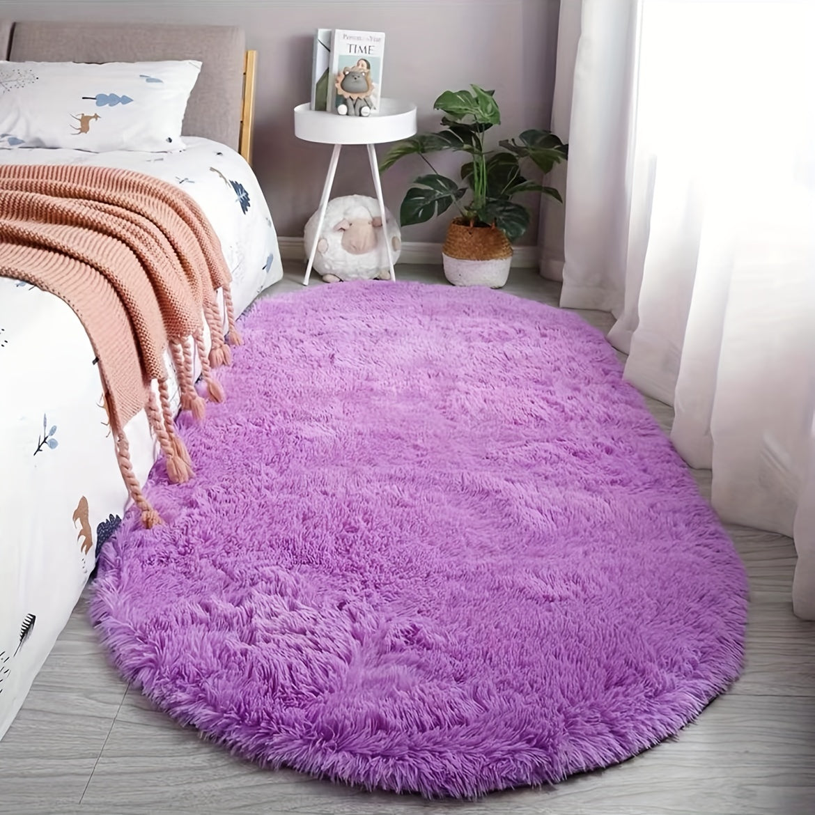 Tapis Oval en Velours Nest Luxueux et Douillet | Décor doux et lavable à la main pour chambres et salons, parfait pour les tables basses et les entrées.