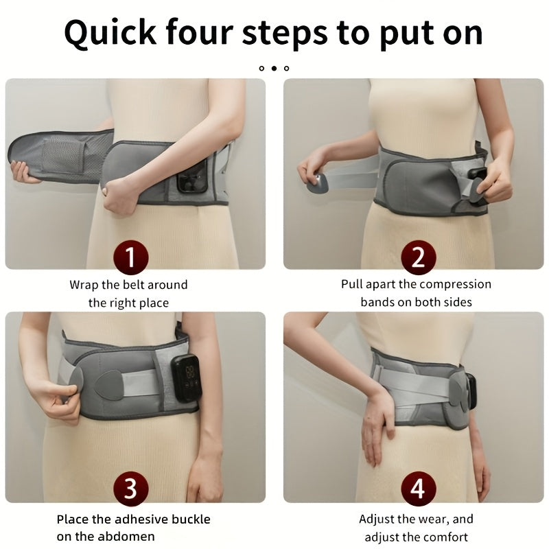 Bandes de Massage Chauffantes Sans Fil pour le Dos et la Taille – 3 Modes de Chaleur et de Vibration Réglables pour une Détente Maximale