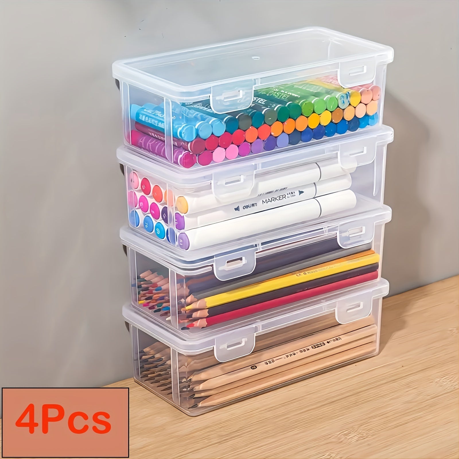 Boîte de Rangement Transparente - Pratique et Durable pour Fournitures Scolaires