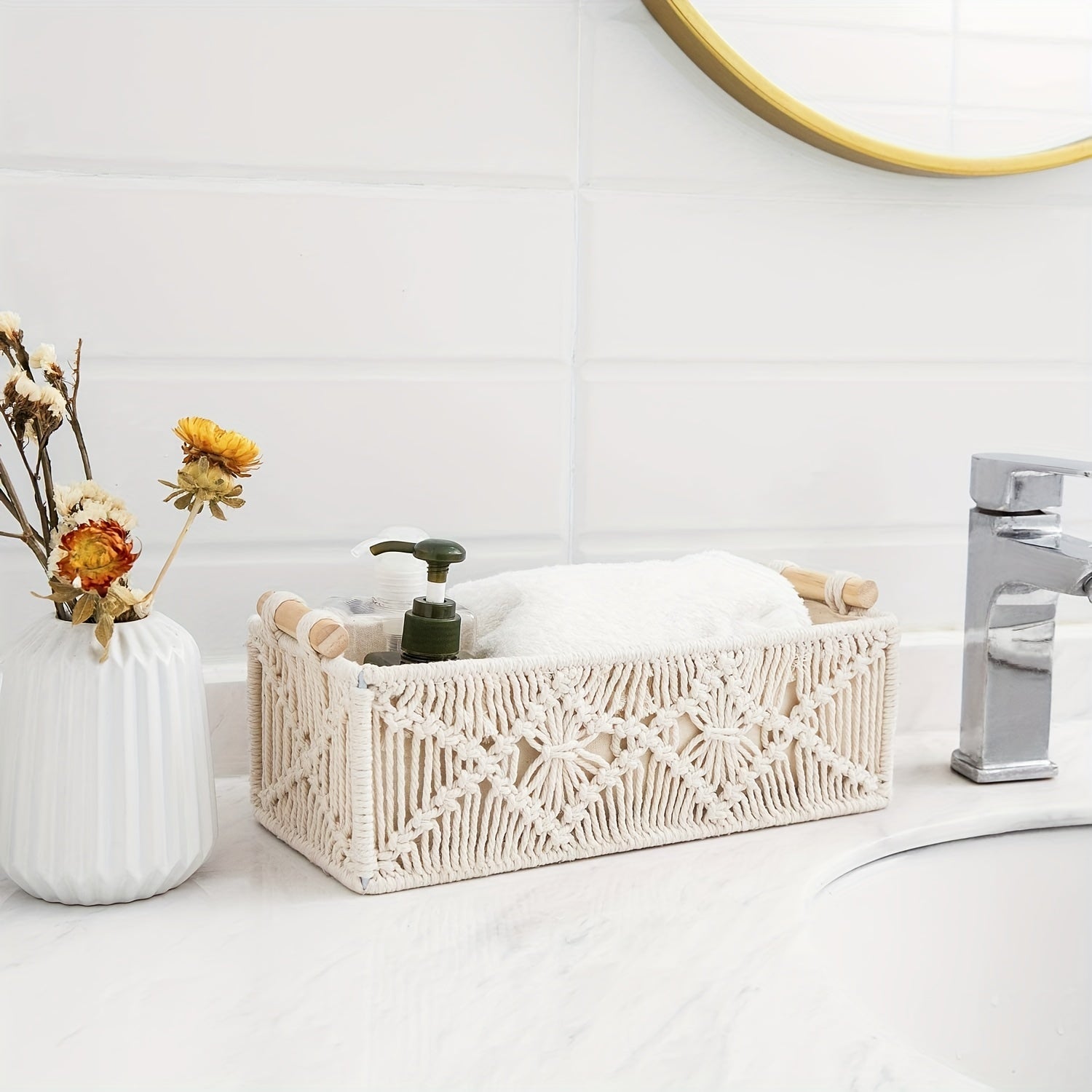 Ensemble de 2 Panier de Rangement en Macramé Fait Main – Boho Chic Pour un Rangement Élégant