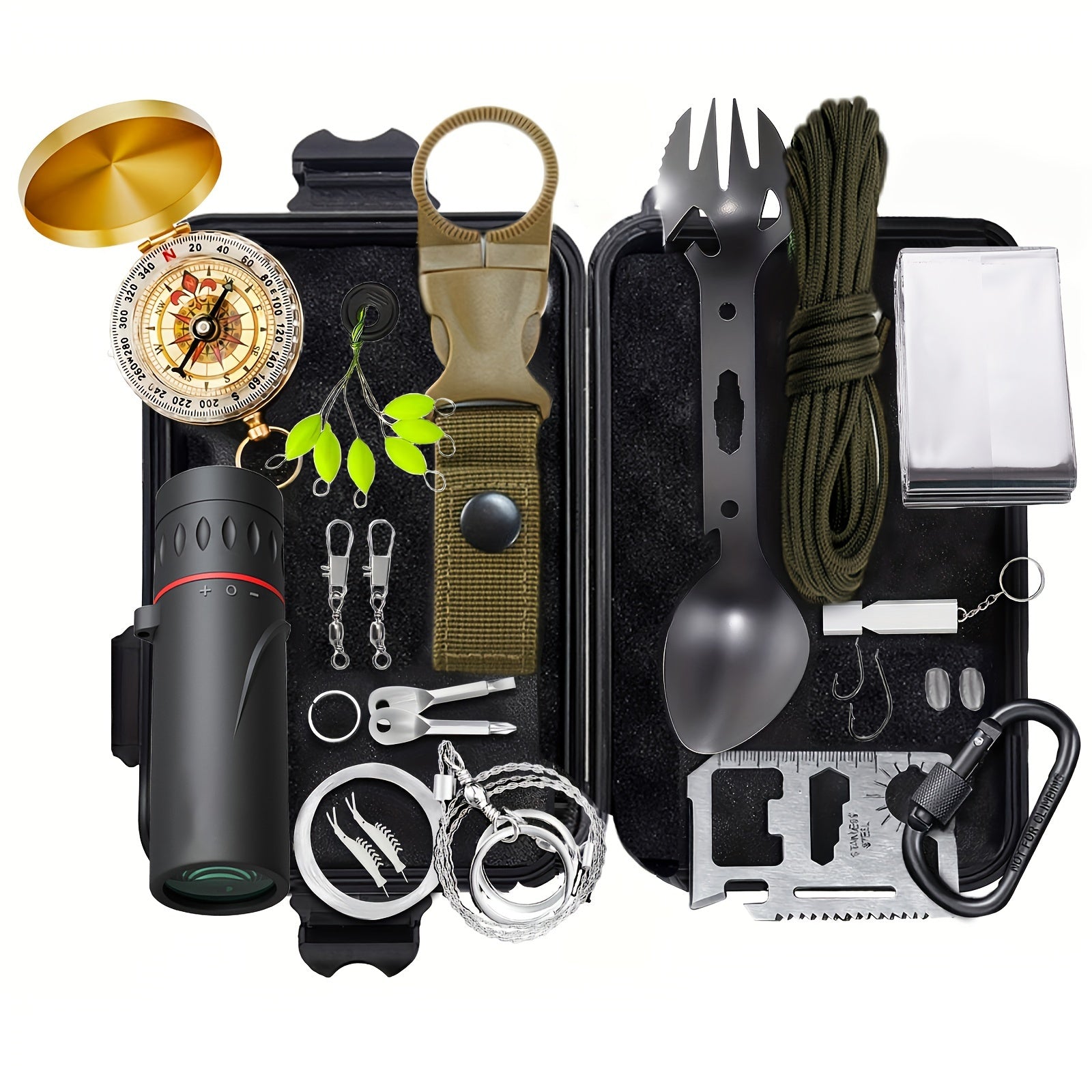 SurviveX Kit de Survie en Plein Air - Outils Essentiels pour Aventures et Situations d'Urgence