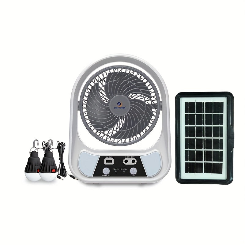Ventilateur Solaire Portable et Lampe de Nuit – Multifonctionnel et Rechargeable
