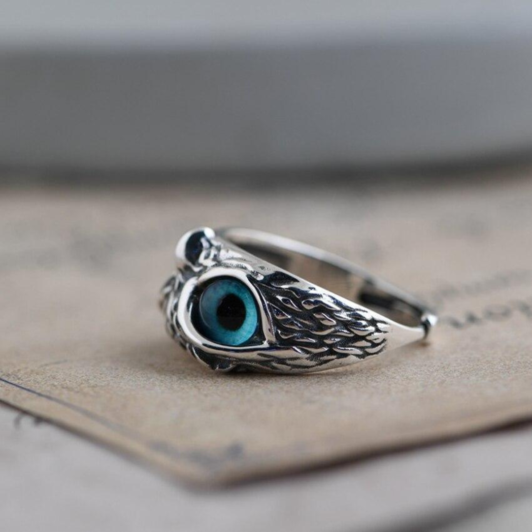 Bague Charms Hibou en Opale Argentée – Ophelia