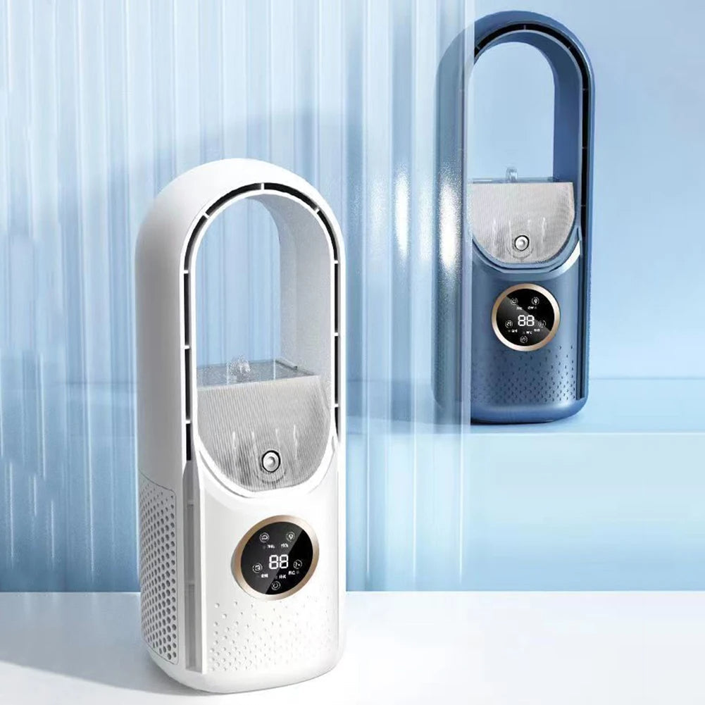 202Portable Airco - Climatisation Portable Silencieuse - Alimentée par USB - 6 Vitesses - Pour la Maison, le Bureau & les Voyages - Blanc/Bleu