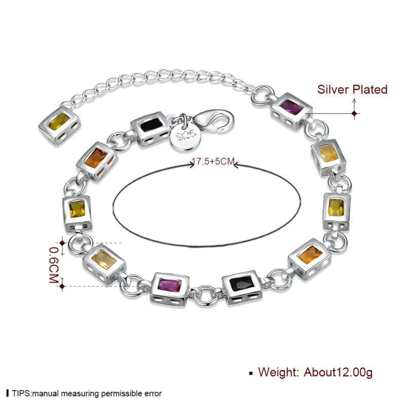 Bracelet en argent zircon multicolore