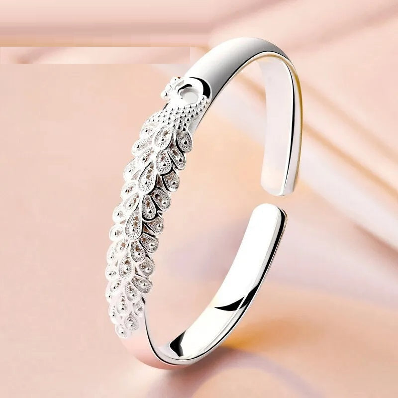 Bracelet en argent sterling avec charme paon