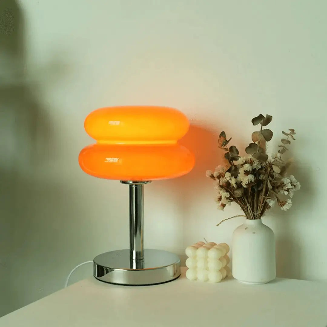 LuxeLumen Lampe de Table en Verre Rétro | Élégante lampe de table avec un style rétro chic pour un éclairage d'ambiance