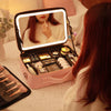 Valisette de beauté LED GlowLuxe | Organiseur de beauté portable avec miroir LED réglable pour un maquillage parfait