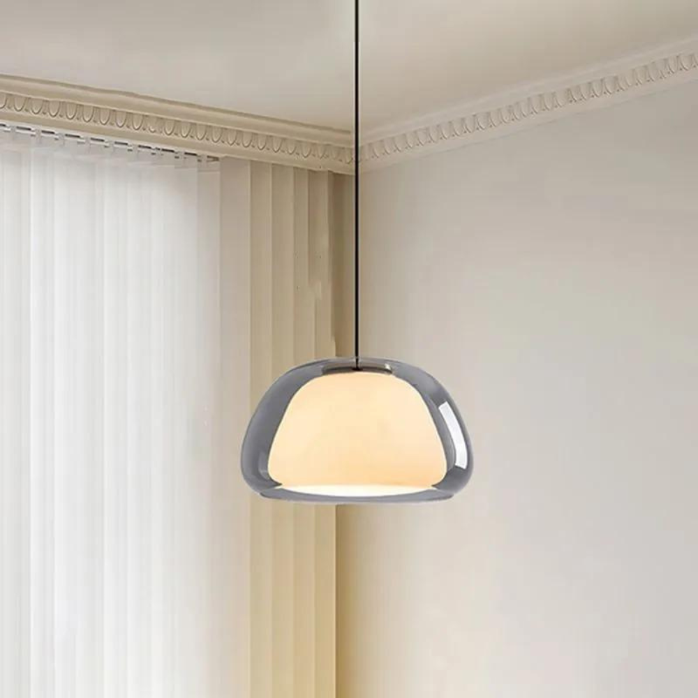 Suspension en Verre | Design Moderne | Câble Réglable 120cm | Douille E27 | Le Dôme Cristallin | Convient pour Salons, Salles à Manger ou Cuisines | Parfait pour Intérieurs Modernes et Minimalistes