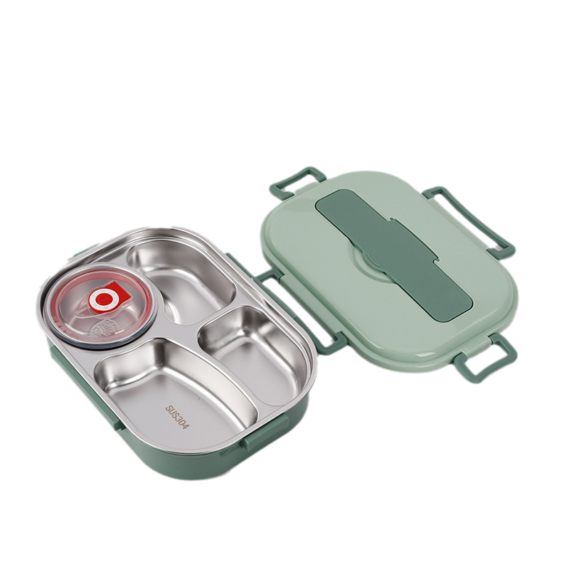 Boîte à lunch en acier inoxydable avec 4 compartiments | Boîte à lunch en acier inoxydable avec 4 compartiments