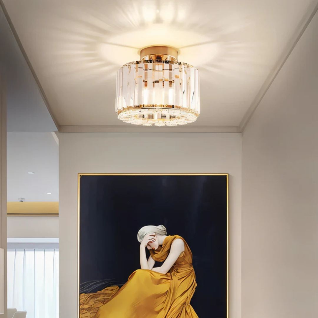 AuraLuxe Lampe de Plafond en Cristal | Éclairage raffiné pour une ambiance étincelante