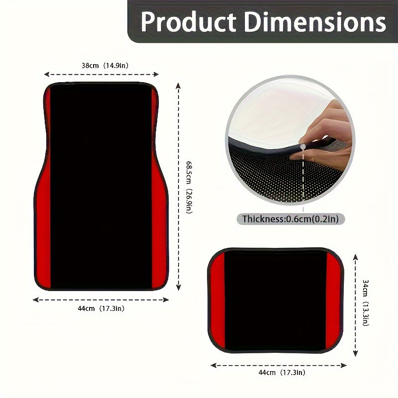 Tapis de sol en polyester avec rayures verticales rouges – Antidérapants et lavables pour tous les véhicules